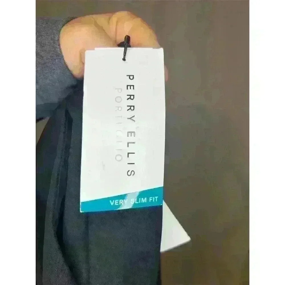 Perry Ellis Portfolio Men's Slim Fit Black Dress Pants Size 36x32 - Picture 8 of 15